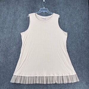 LOGO Layers Beige Sleeveless Tunic Top Ruffle Tulle Women’s Plus 3X Fairycore